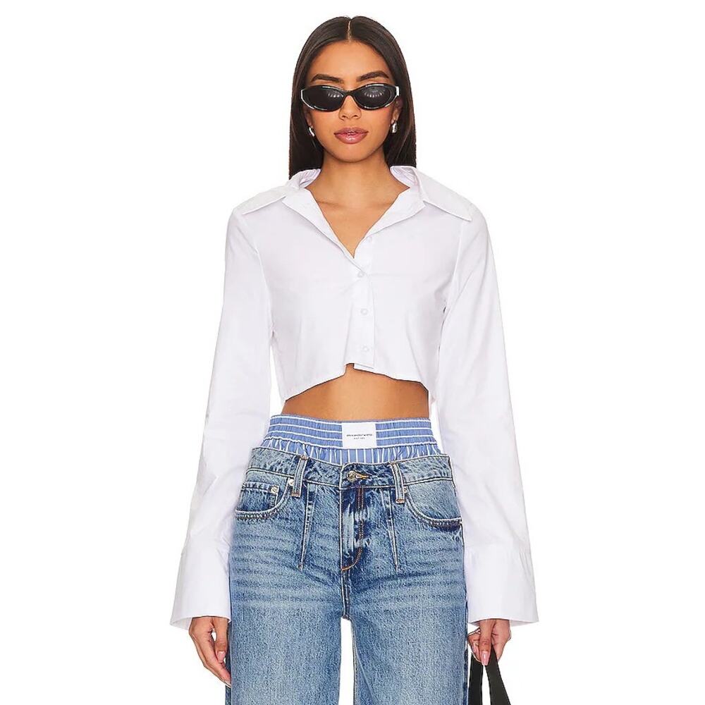 White Women's Cropped Blouse